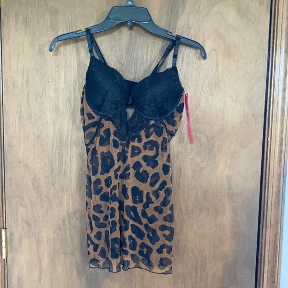 Relist 12/7 padded bust sheer animal print w lace detail & cut outs size M - Picture 4 of 17